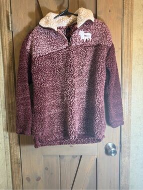 Women's Sherpa Pullover in Dusty Rose with Cream Collar